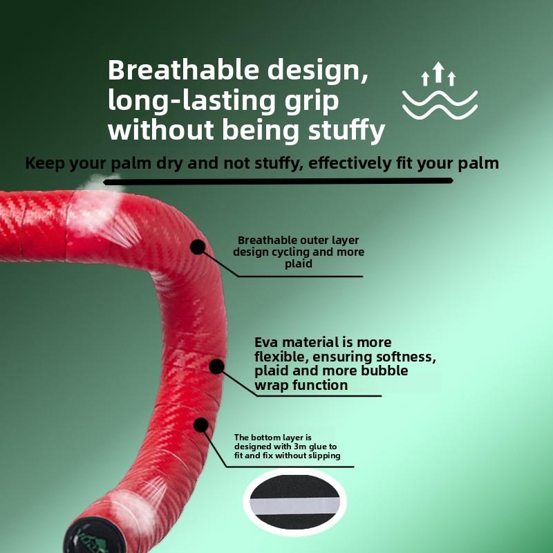 Bicycle Bend Handle with Road Handle with Silicone Carbon Fiber Pattern Non-slip Sweat-absorbing Strap Cycling Accessories