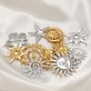 5Pcs Stainles Steel Face Sun Flower Gold Charms for DIY Hiphop Necklace Pendants Supplies Jewelry Findings Women Earrings Making
