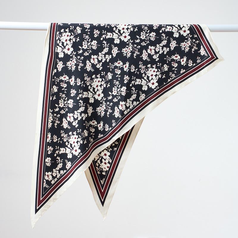 New fresh and sweet flower print waist seal triangle scarf women's versatile decorative belt fashion imitation silk scarf