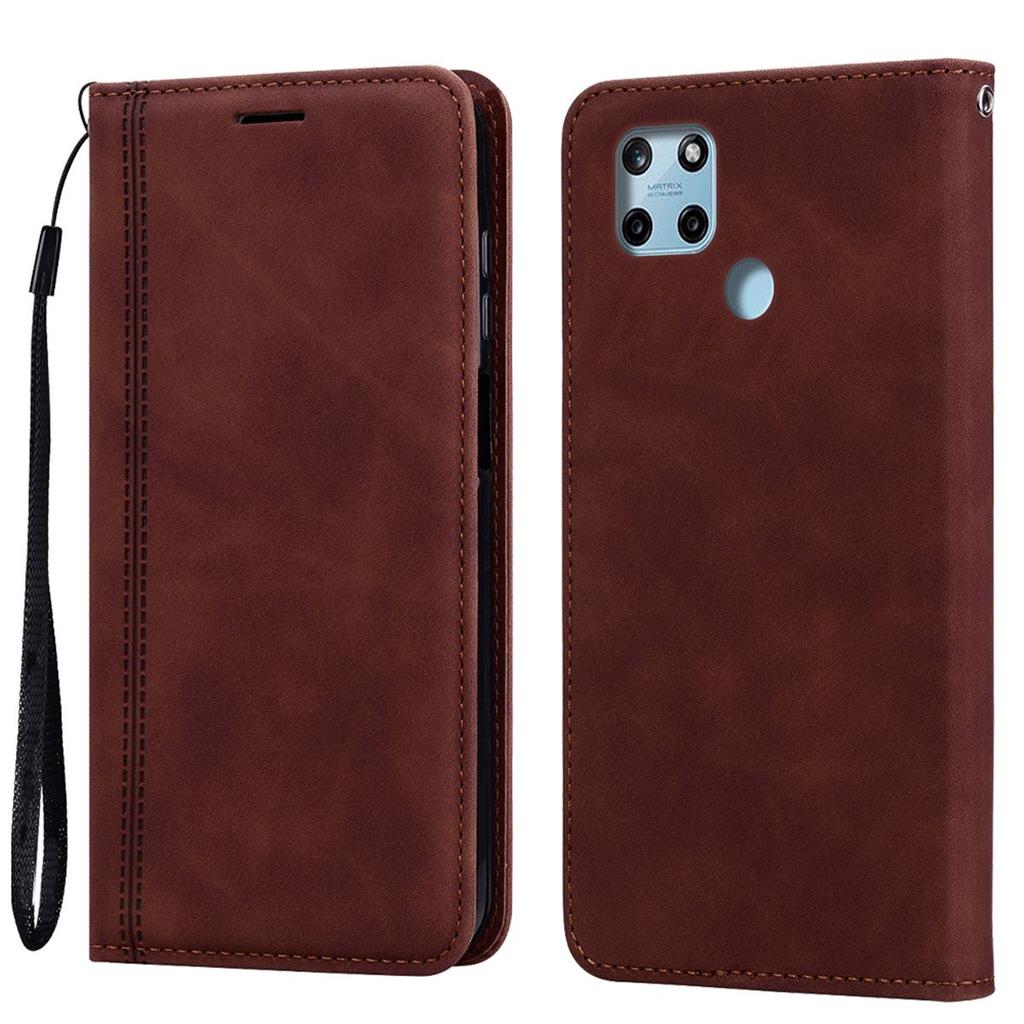 Magnetic Closure Flip Wallet Phone Case for realme C25Y,C21Y Vintage PU Leather Card Holder Cover