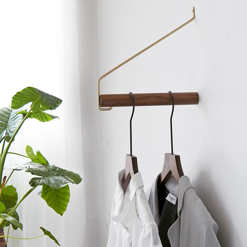Wall Hanging Coat Rack Solid Wood Hayfork Hangers Bedroom Entrance Clothes Hooks Bamboo Home Furniture