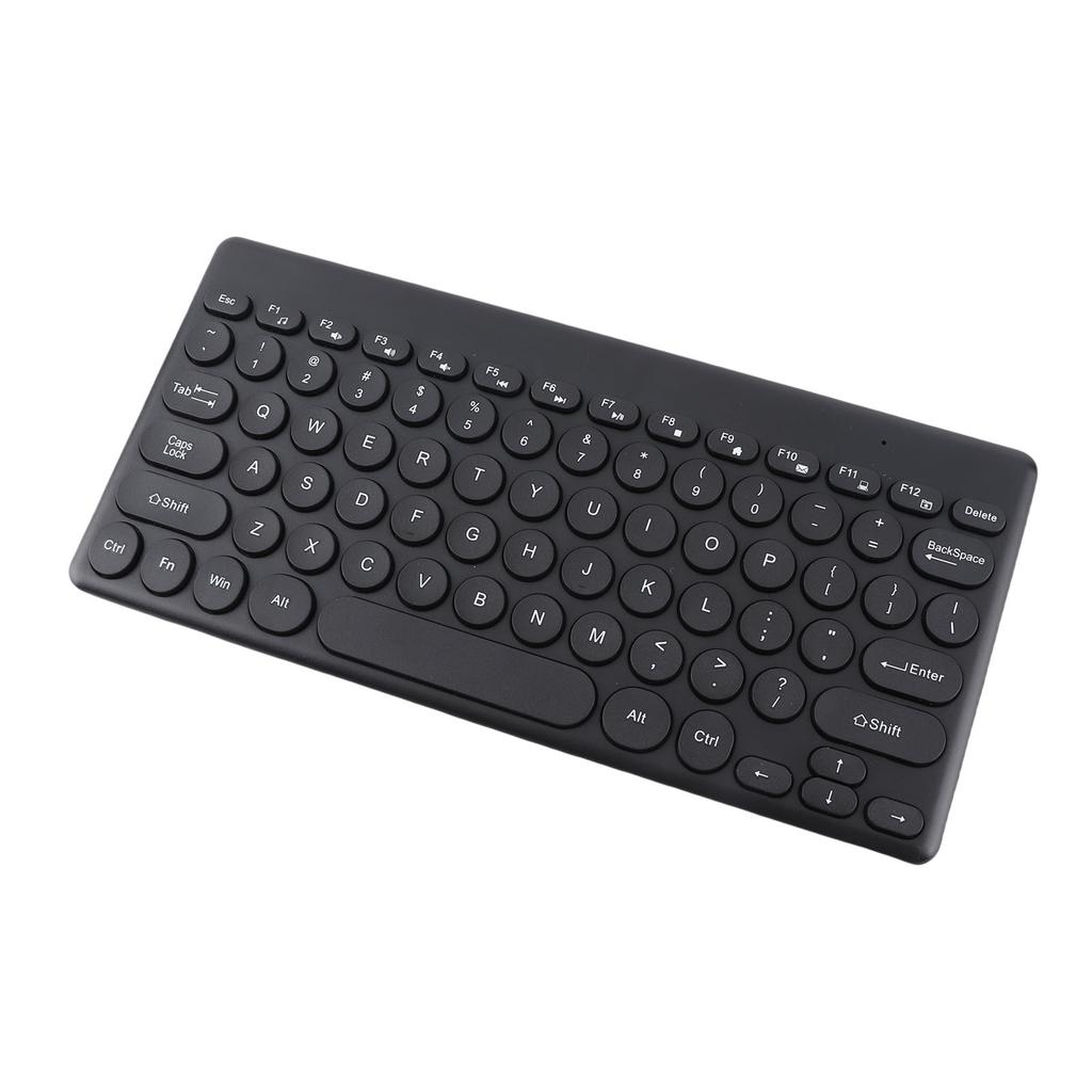 Wireless Keyboard 2.4G 78 Keys Ergonomic Design Portable Slim Power Saving Round Keycaps USB Keyboard
