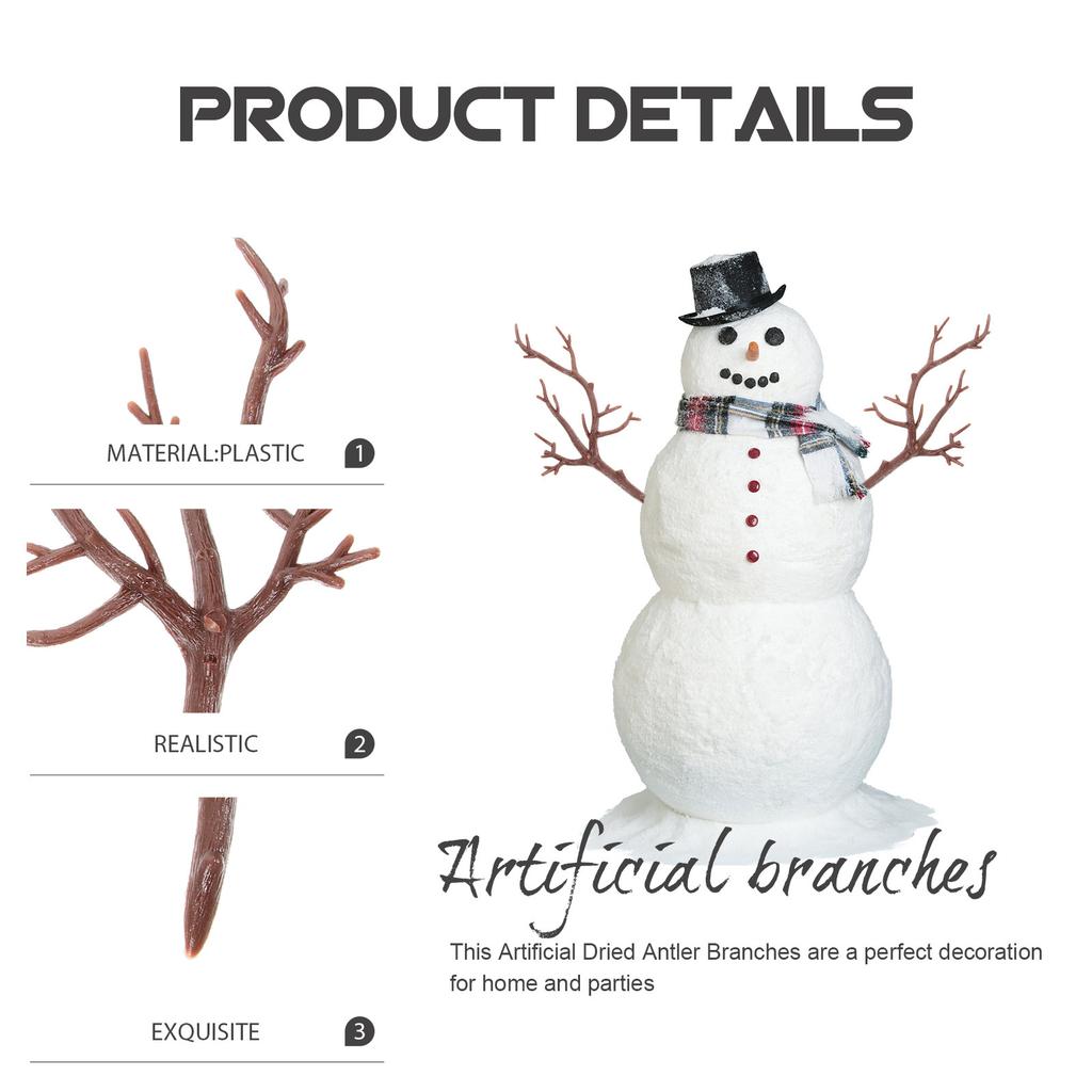 10Pcs Plastic Antler Shaped Tree Branches Artificial Dried Branches for Flower Arrangement DIY Decor Home Office Evening Party