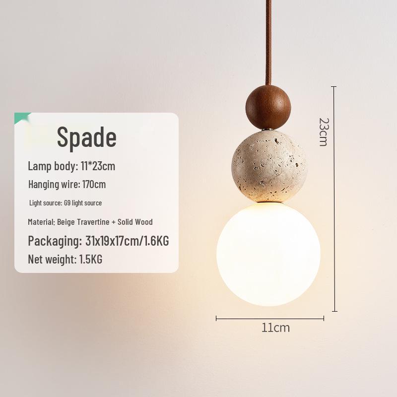 Yellow Travertine Pendant Light - Retro Cream Wabi-sabi Style for B&B, Restaurant, Bedroom, or Bedside.