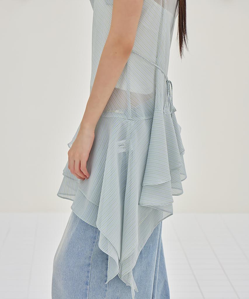 Leondeondada Sheer Flare Layered Dress, Gray