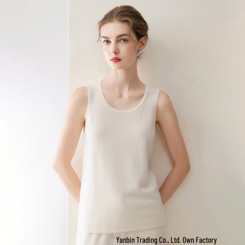 Pure Cashmere Women's Round Neck Camisole Sweater Vest