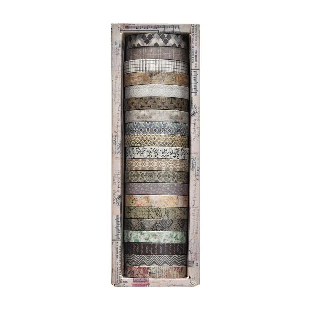 Qianmo Chujian Series Washi Tape Set Vintage Botanical Decorative Paper Tape for Journaling Scrapbooking DIY Craft Gift Box