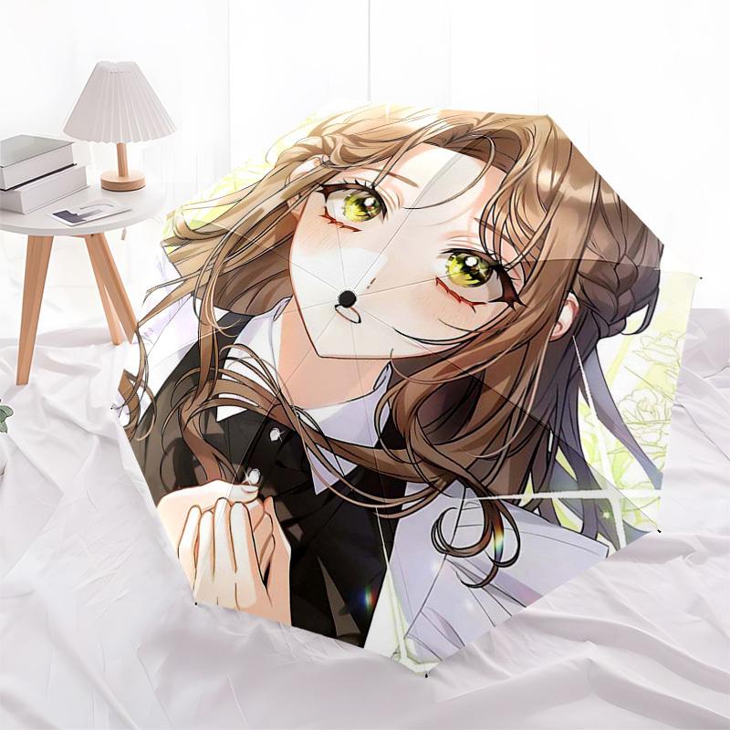 1pc Outdoor Umbrella with Cute Anime Girl Design - Automatic Opening/Closing, Portable 3-Fold Design, 8-Bone Iron Frame - Perfect Gift for Fans,