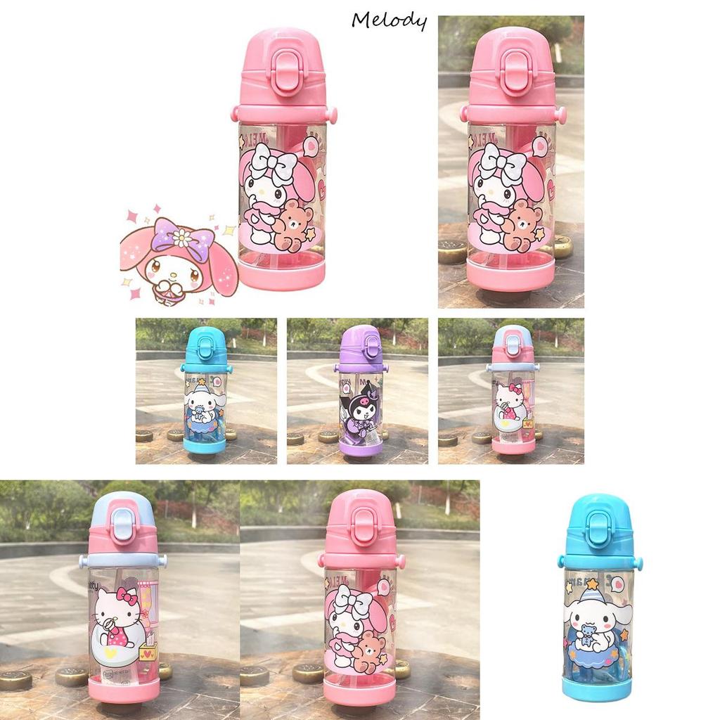 Creative Sanrio 450ml Kids Water Bottle With Straw Hello Kitty Cinnamoroll Kuromi And Melody Styles