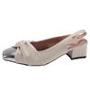 Popular white high-end French thick-heeled bag head sandals women's 2025 new summer wear with skirt and cool single shoes