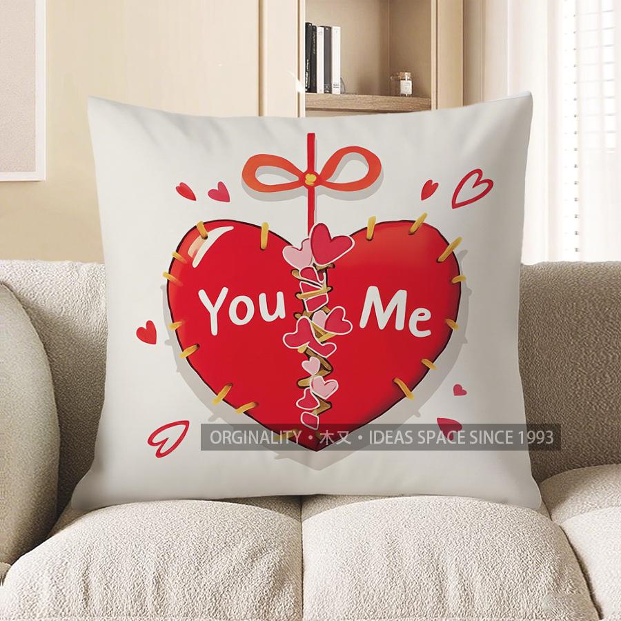 Home Decor Heart Stitched: You & Me Love Pillow Cover Pattern Cushion Cover Suitable for Sofa Bedroom Car Pillow Cover