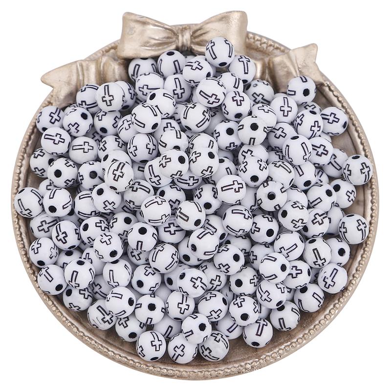 500g Acrylic Beads Cross Pattern Beads Loose Spacer Beads for Jewelry Making
