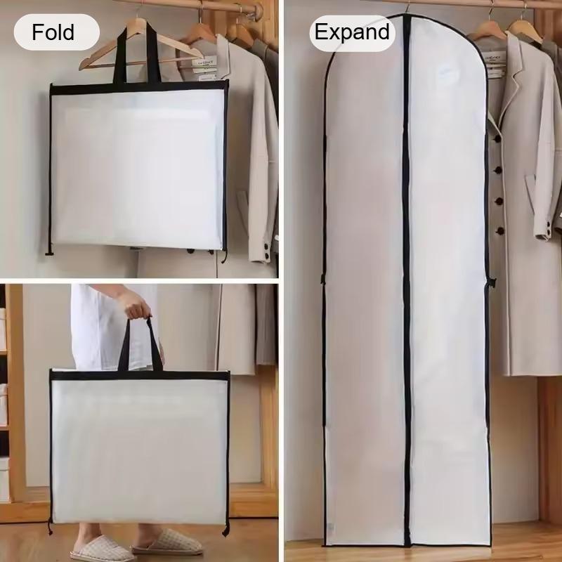 2 Stück Reisekleidung Staubbeutel Tragbar Faltbar, Wasserdicht und Feuchtigkeitsbeständig Kleideraufbewahrung Abdeckung Brautkleid Hängende Tasche