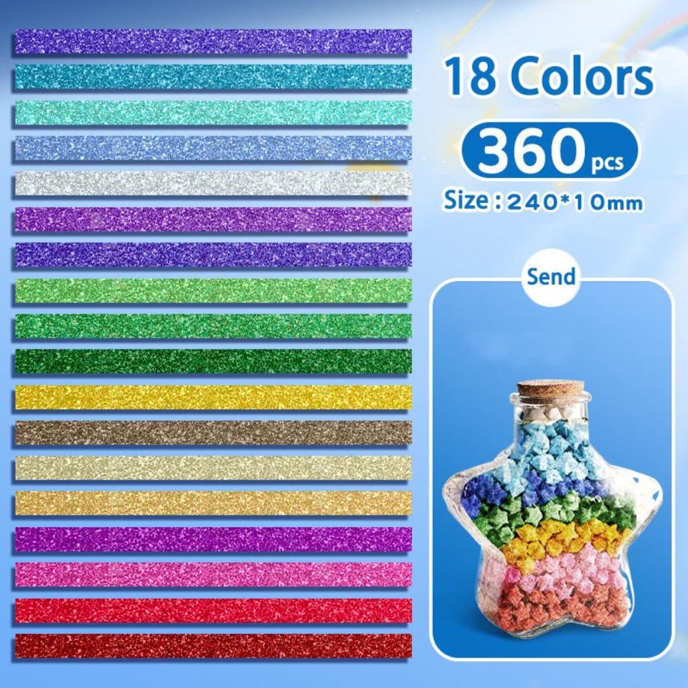 Glass Bottle Glitter Origami Stars Paper Strips String Lights Paper Star Lucky Star Paper Folding Strips Decorative Paper Shiny