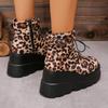 New Popular Women's Shoes Plus Size Ankle Women's Boots Platform Modern Boots Women Leopard Side Zip Front Lace-up Wedges Shoes