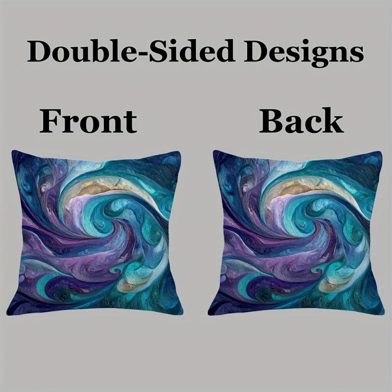 2PCS Double Side Throw Pillow Cover 18x18inch Swirling and Swirling Waves of Color, Swirls for Sofas, Living Rooms, Bedrooms