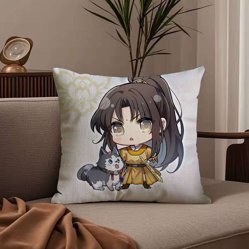 New Arrival Mo Dao Zu Shi Pillow Case Anti-dustmite Pillowcase Invisible zipper silky short plush Sofa cushion cover