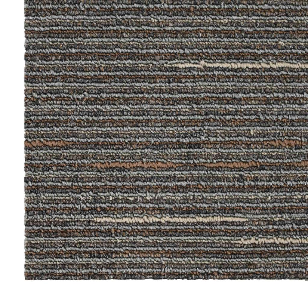 Striped Dark Brown Carpet Tile 50 x 50 cm 4 pcs