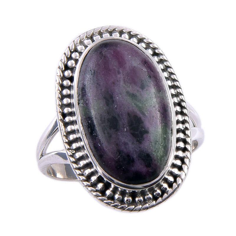Ruby In Zoisite Handmade Lab-Created 925 Sterling Silver Jewelry Ring S.8 G2y87