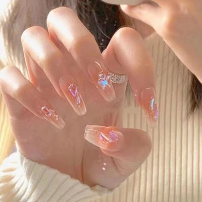 HANDMADE Artificial Nail Gradient Aurora Phototherapy Nails Reusable and Removable Nails