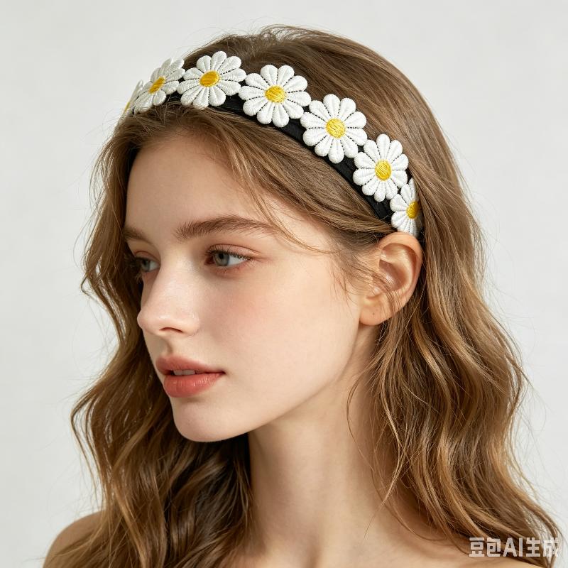 Stretchy Band Crochet Flower Headband Cute Colorful Design Comfortable Fit for Teen Girls Summer Sports Outdoor Activities