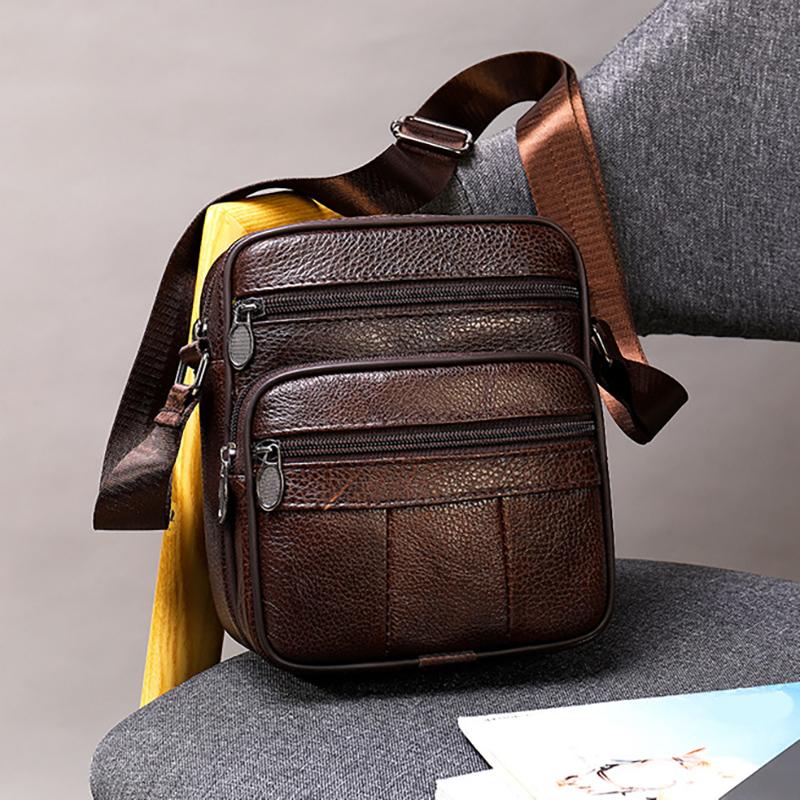 Neue vertikale Umhängetasche aus echtem Leder für Herren, lässige Umhängetasche aus vollnarbigem Leder, verstellbare Business-Umhängetasche aus Leder für Herren