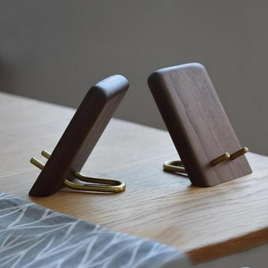Cross Creative Solid Wood & Brass Mobile Phone and Tablet Holder