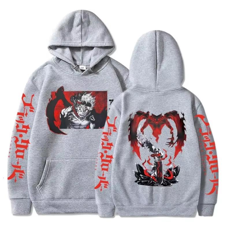 2026 Hot Sale Black Clover Anime Clothes Asta Printed Hoodie Men Women Fashion Casual Loose Soft Cotton Sweatshirt Loose Cozy and Versatile