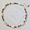 Autumn And Winter Merad Wind Natural Tiger'S Eye Stone Freshwater Baroque Pearl Collarbone Chain Necklace