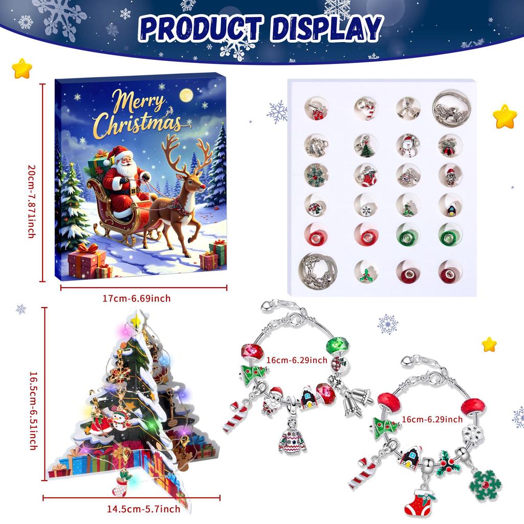 DIY Christmas Bracelet Set with Snowman Charm - Advent Gift for Kids, European & American Style