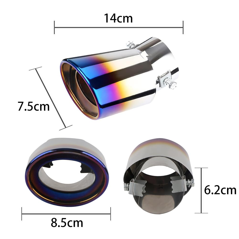Srasakan Car Muffler Cutter, Downward Facing, 2.5 Inch Diameter, Exhaust Tip, Stainless Steel, Diagonal