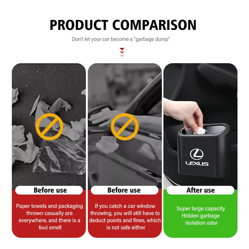 For Lexus Car Garbage Can Storage Box Rubbish Organizer Trash Bin CT200H ES250 ES300H IS250 IS200 GS300 GS460 GX470 LS400KP2