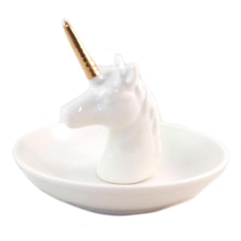 Les Trésors De Lily [P9516] - Ivory Gold 'Unicorn' Ring Holder - 10x8 Cm