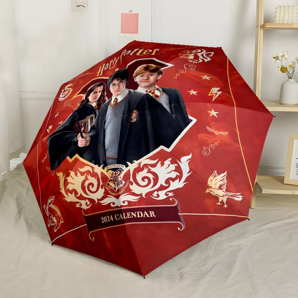 Harry Potter Characters Outdoor Automatic Umbrella Folding Umbrella with 8 Ribs Foldable Design Durable Everyday Carry Umbrella