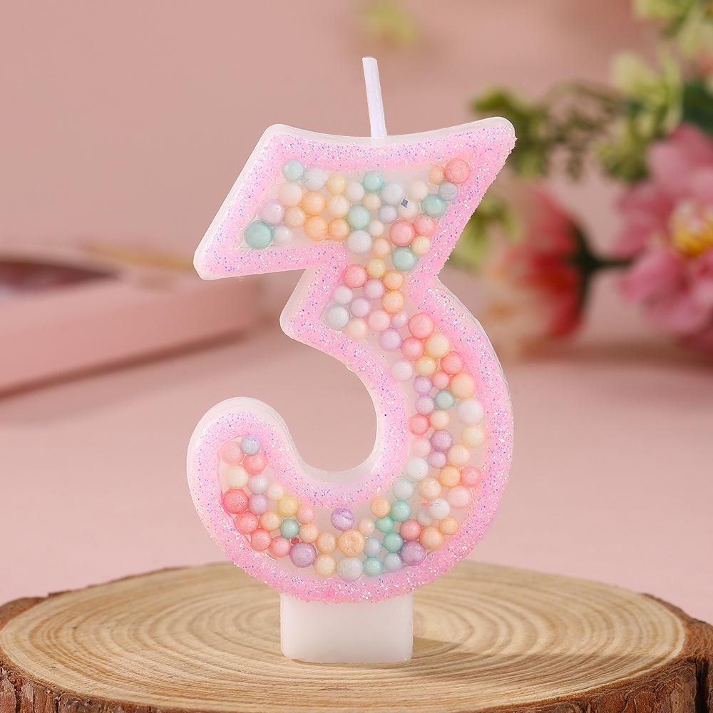 Creative Pink Foam Balloon Candle - Macaron Number Birthday Cake Decoration