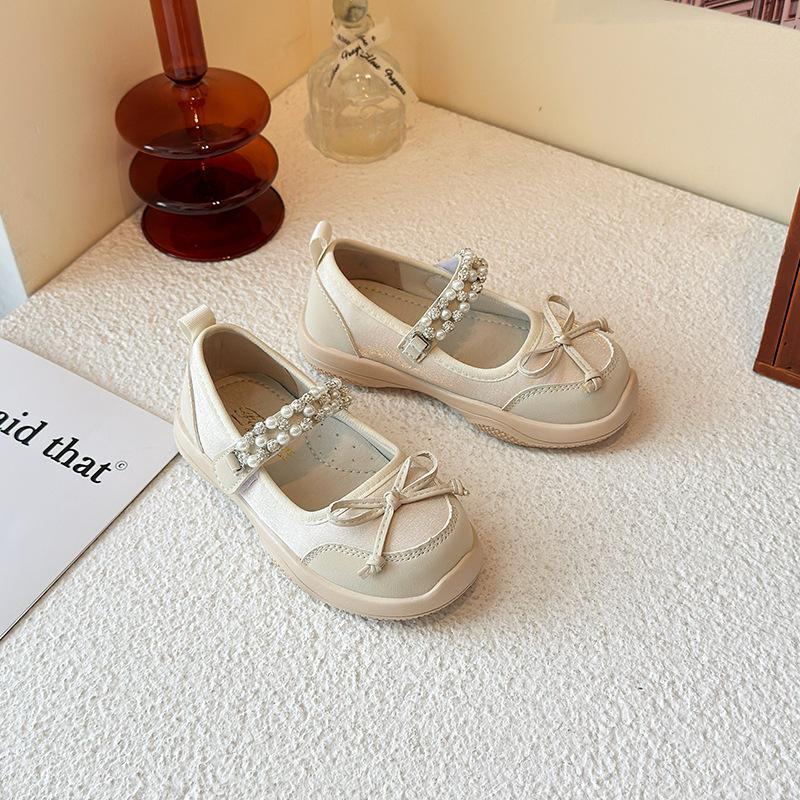 

Girls single shoes princess shoes satin spring and autumn new soft sole shallow mouth bow children s crystal shoes ballet dance shoes 23