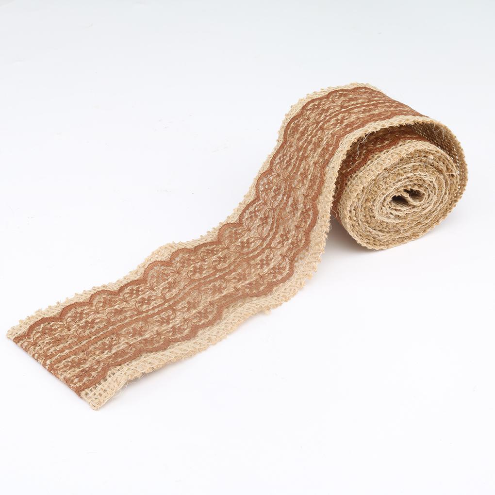 Natural Jute Burlap Hessian Ribbon +lace Trim Edge Vintage Wedding Rustic