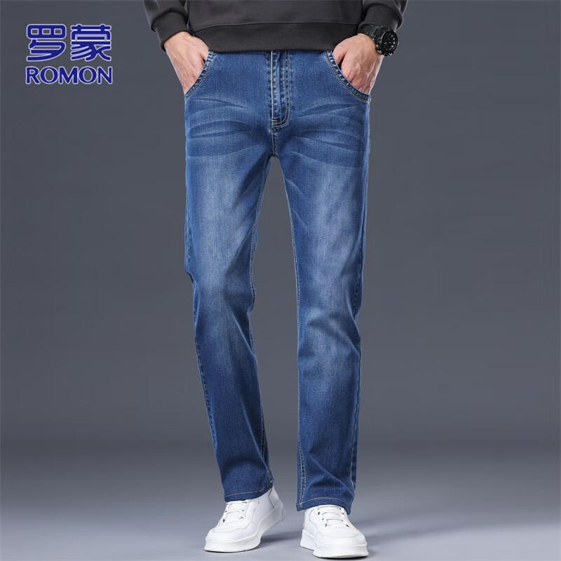 ROMON Men's Straight-Leg Loose Casual Jeans