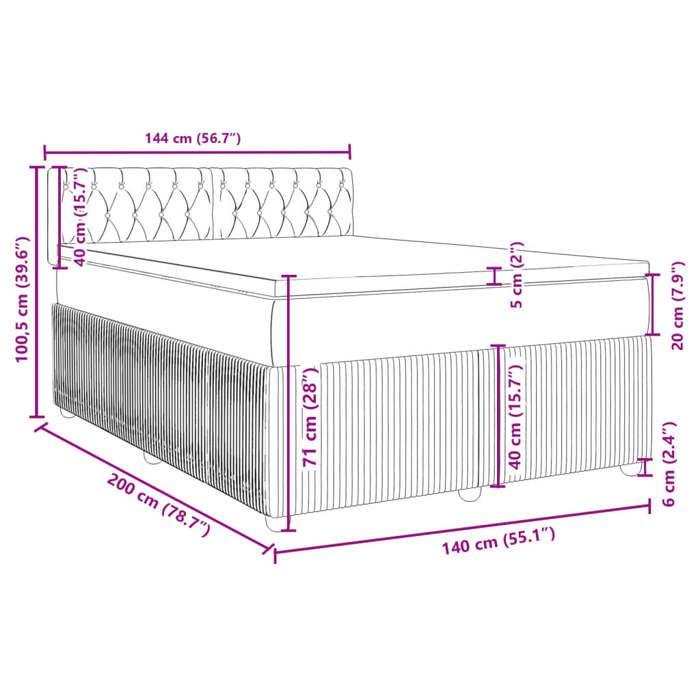 VidaXL Sommier à lattes de lit avec matelas Gris foncé 140x200cm Tissu 3287487