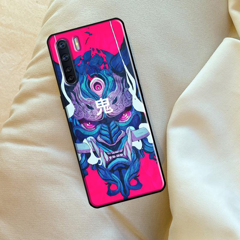 Japanese Oni Hannya Demon Mask Case For Oppo A60 A80 A40 A15 A16 A17 A57 A94 A74 A54 A76 A96 A18 A38 A58 A78 A98 A6 A5 Pro