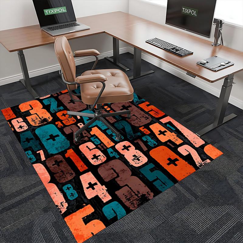 1pc Colorful Number and Plus Sign Chair Mat - Festival Gift, Non-Slip Office Rug for Home Decor, Suitable for All Seasons.P063