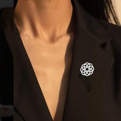 LIKGREAT Vintage Flower of Life Brooch Hollow Sacred Geometry Pin Stainless Steel Amulet Bless Jewelry Birthday Gift 2025New