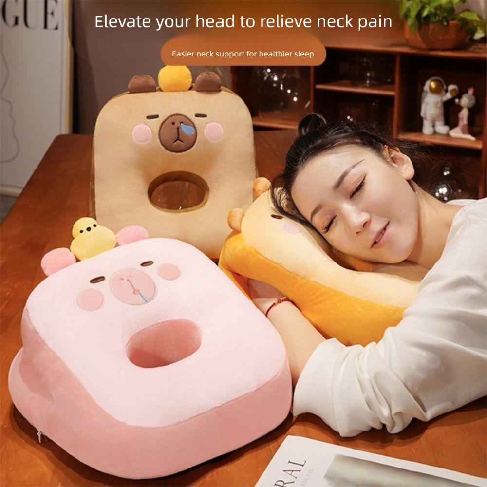 Plush&Ice Silk Capybara Office Nap Pillow Super Soft Capybara Neck Pillow School
