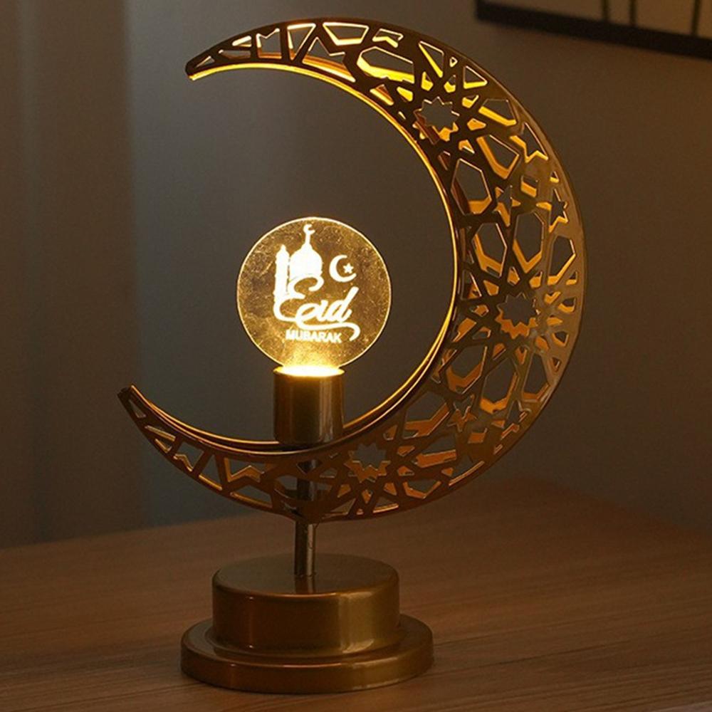 Bedside Lunar Lamp Acrylic+Iron Moon Shaped LED Table Lamp Crescent Night Light for Home Bedroom