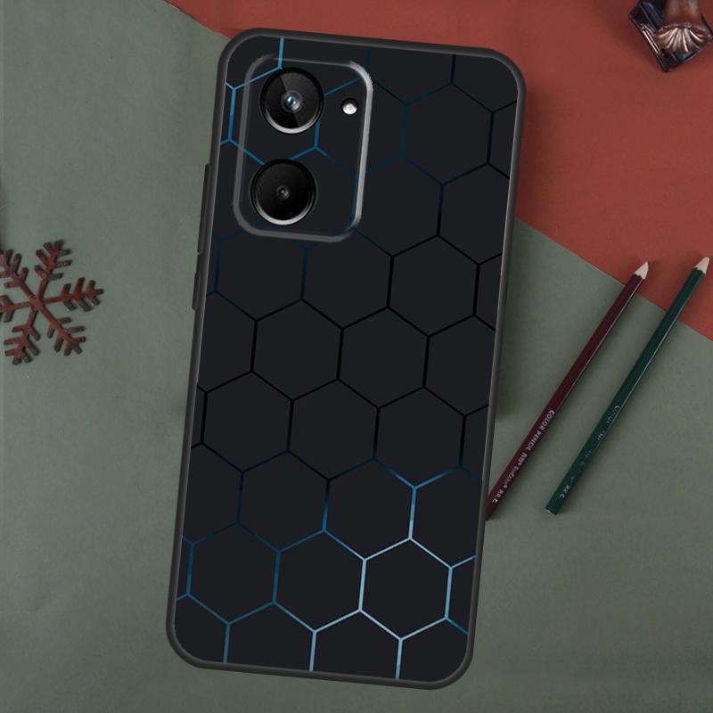 Carbon Fibre Futuristic Neon Case For Realme C75 C65 C67 C71 C63 C61 C55 C51 C53 C35 11 12 13 14 15 Pro Plus GT6 GT7 Pro