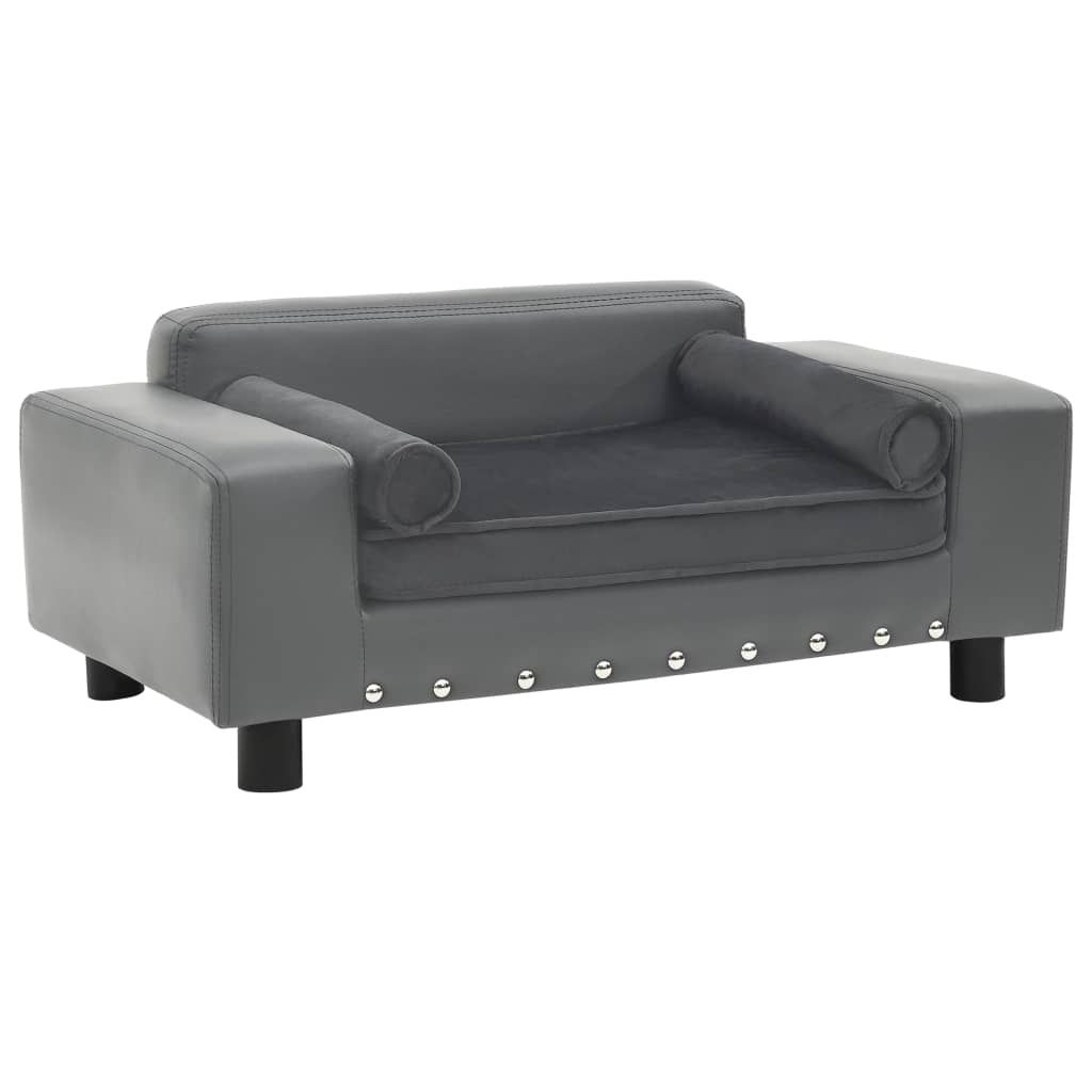Pet Sofa Gray 81x43x31 cm Plush and Faux Leather