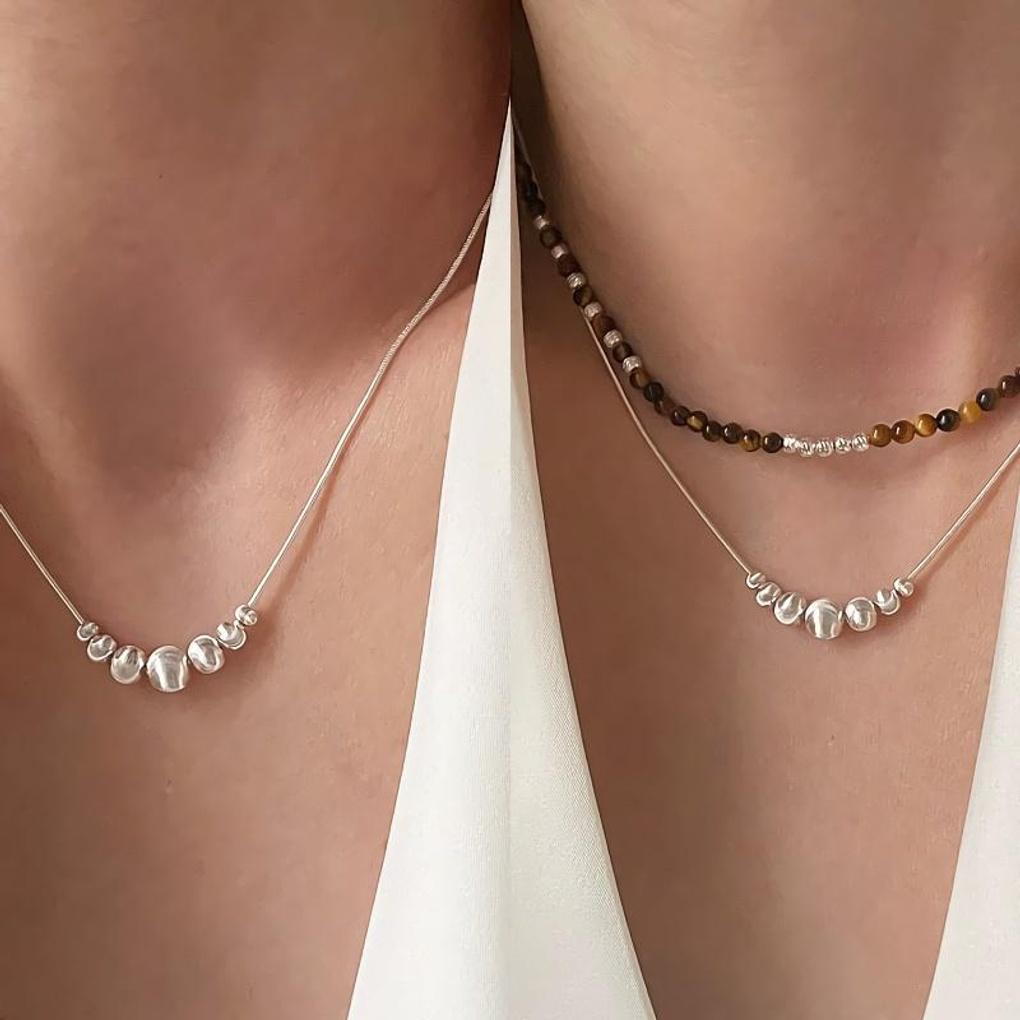 

Women s Silver S925 Ball Snake Chain Necklace Silver