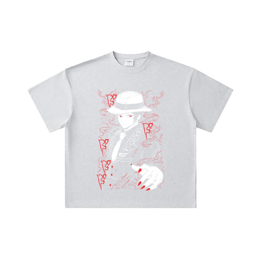 260 GSM Double Yarn 32 Count 100% Cotton Demon Slayer V37 Muzan Print Unisex Heavy Cotton T Shirt