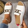 Sandali Donna Fibbia Metallica Punta Aperta Zeppa Suola Spessa Pantofole Taglie Forti Scarpe Casual Semplici