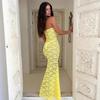 Women's summer hot-selling sexy lace splicing strap backless long slim tube top dress women
